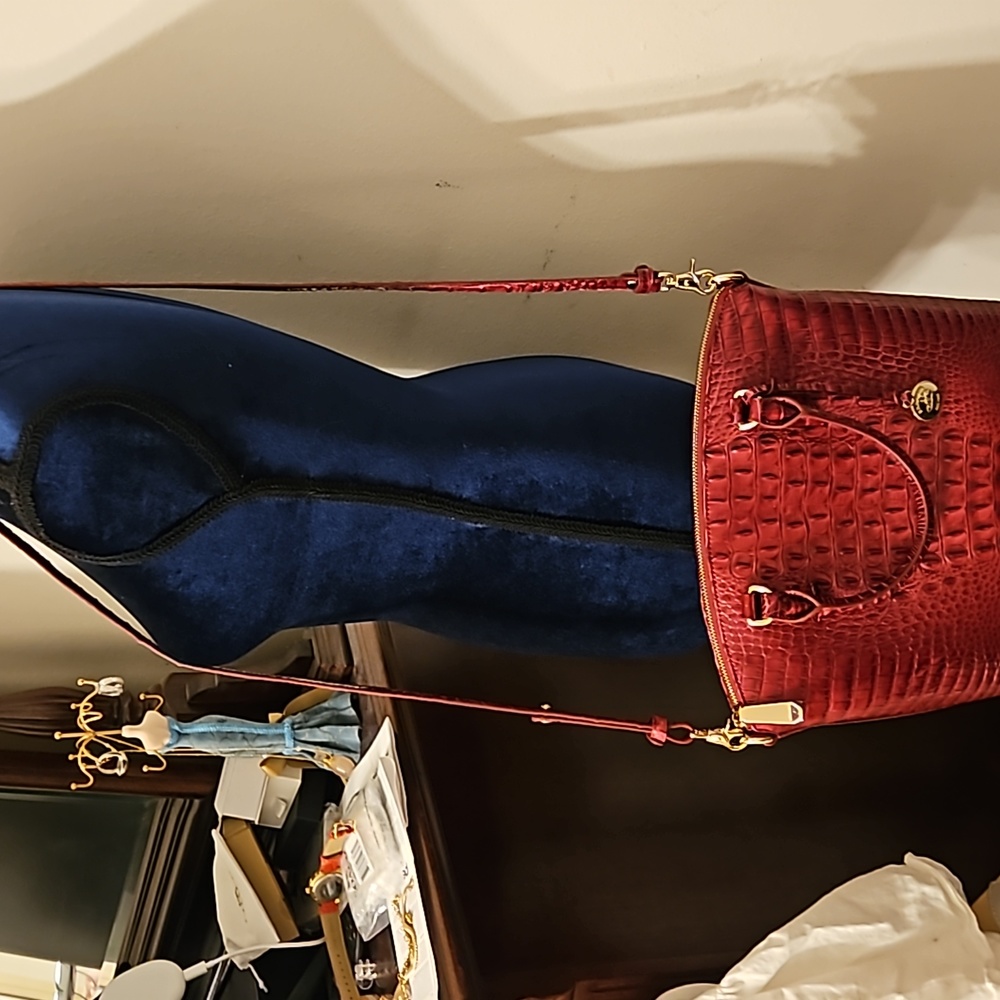 Brahmin Dixbury Satchel Pomegranate Melborne Leather Bag NWT and Long Strap